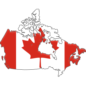 Canadian Flag on Canada Map