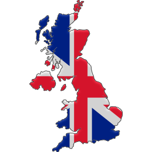 British Flag on the UK Map
